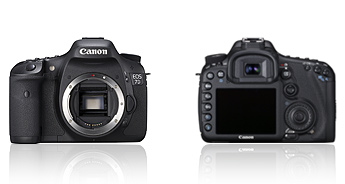 Canon EOS 7D von vorne und von hinten.