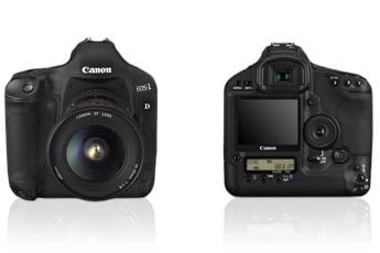 Canon EOS 1D Mark III von vorne und von hinten.